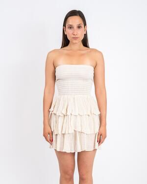 D’Artemide NWT Mini Dress Medusa Off White Sz S Ruffle Smocked Cotton Handmade